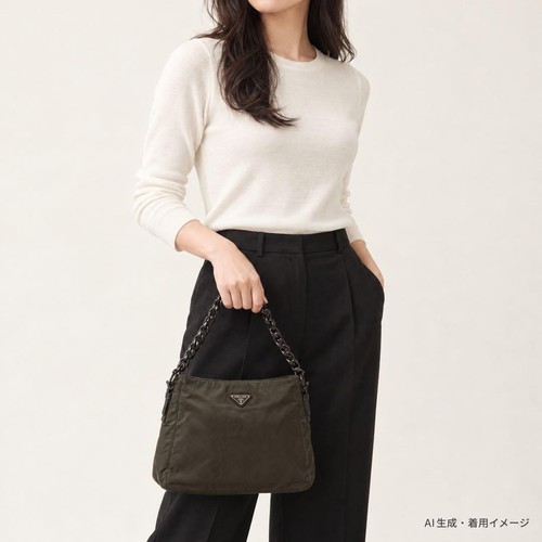 Prada nylon shoulder bag khaki - bag,